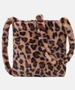 Women Felt Soft Leopard Pattern Cute Casual Personality Shoulder Bag Crossbody Bag